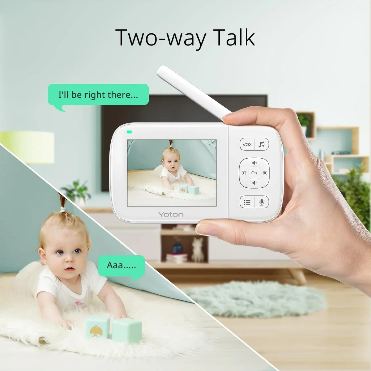 LCD Transmission, Digital VOX Sensor, Wireless Monitor Mode, Home Security, Baby Two 8 Lullabies, Screen Night Way 3.5-inch Yoton Temperature Talk with Camera, 2.4GHz Vision,