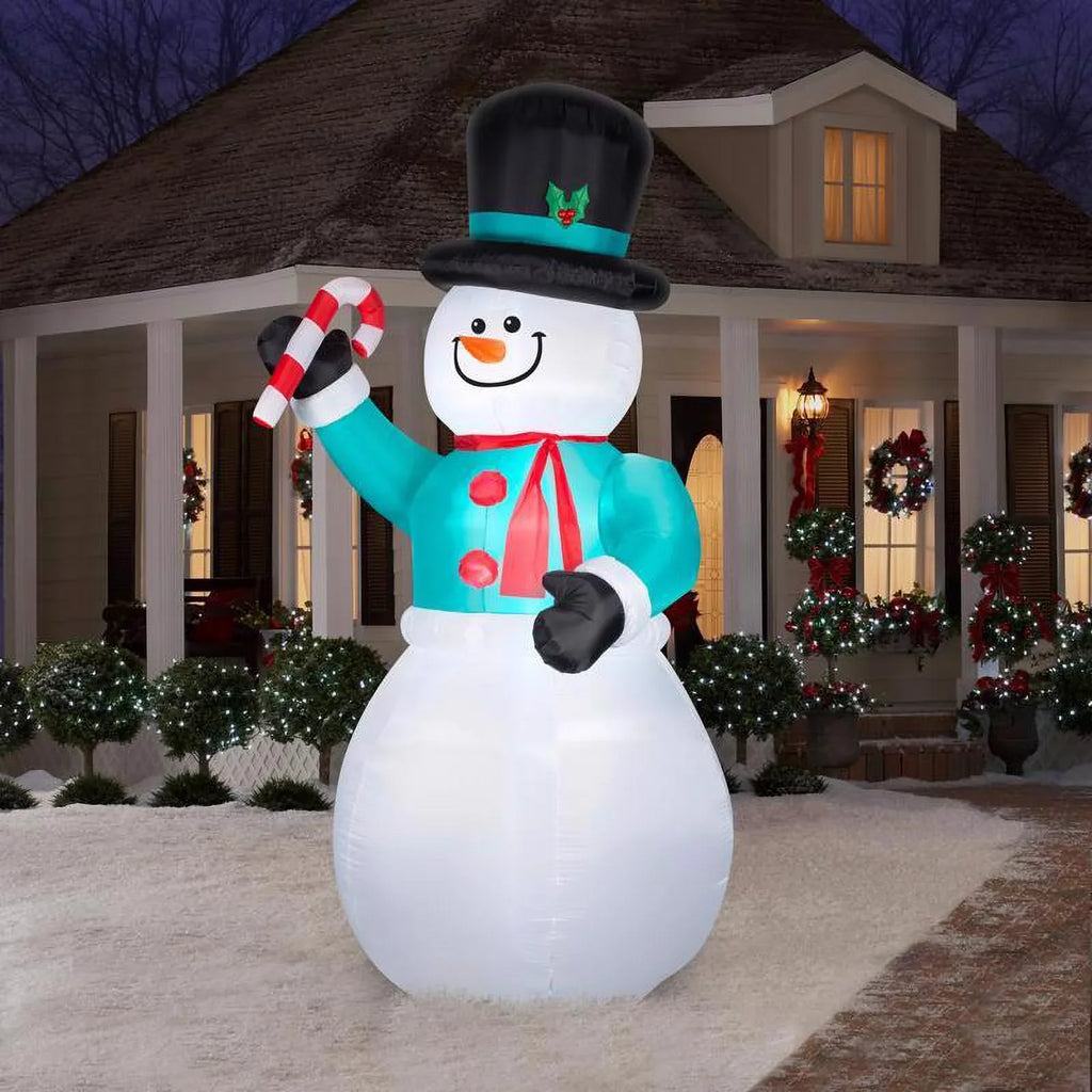 Candycane with Gemmy Inflatable Snowman ft. LED 12