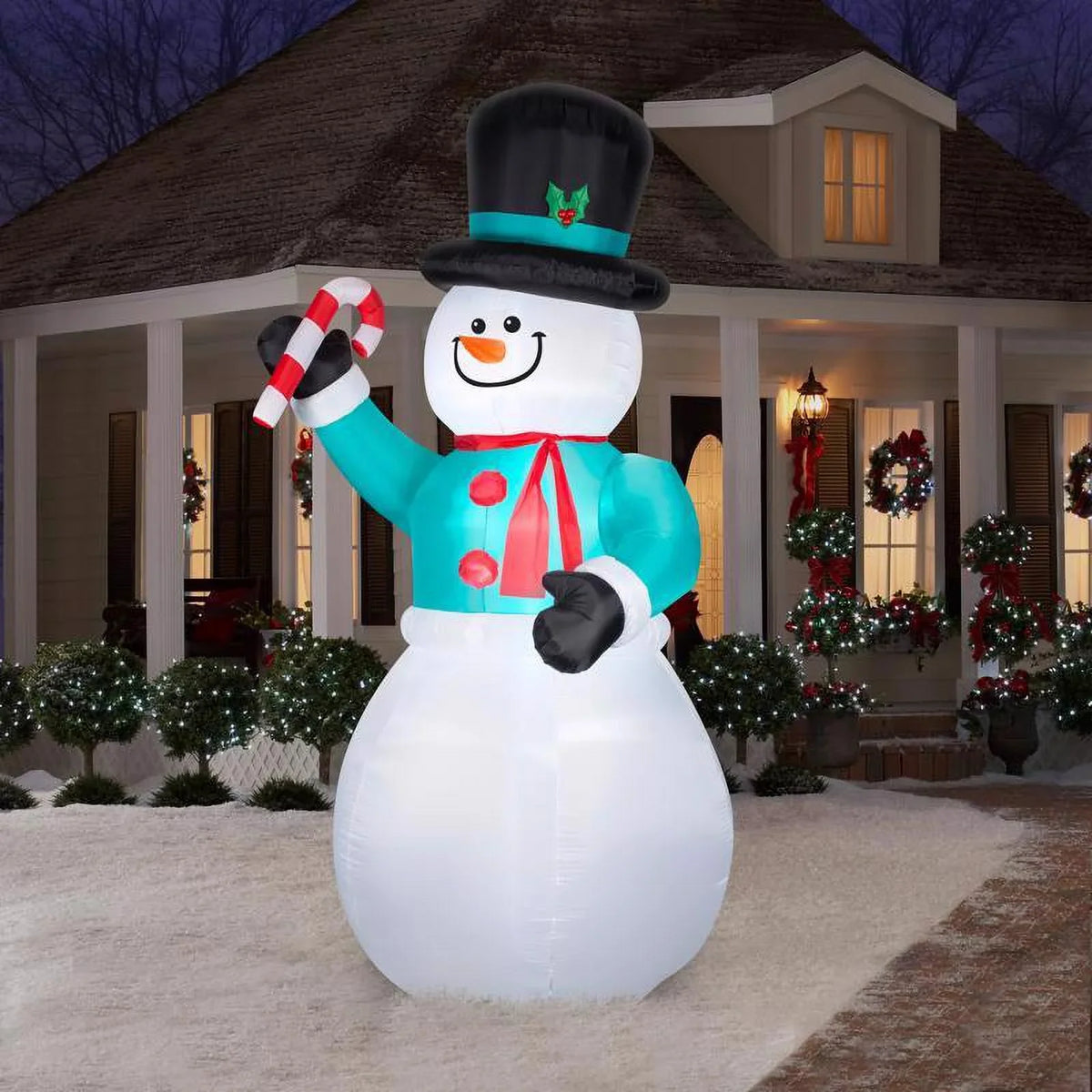 Candycane with Gemmy Inflatable Snowman ft. LED 12