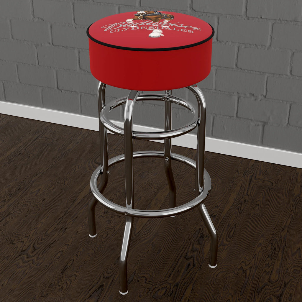 Clydesdale Gameroom Stool new with Seat Bar Red Budweiser Trademark Padded