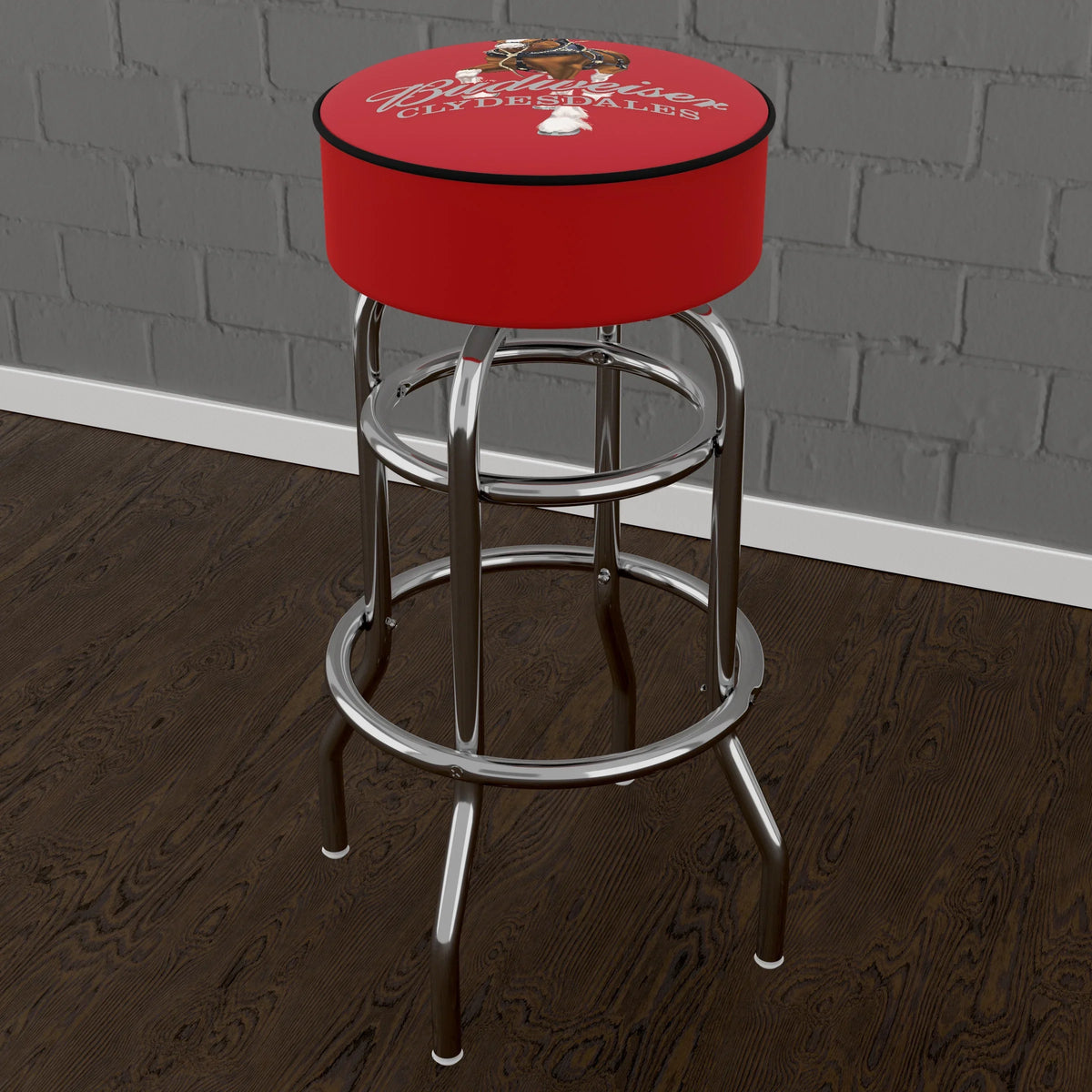 Clydesdale Gameroom Stool new with Seat Bar Red Budweiser Trademark Padded