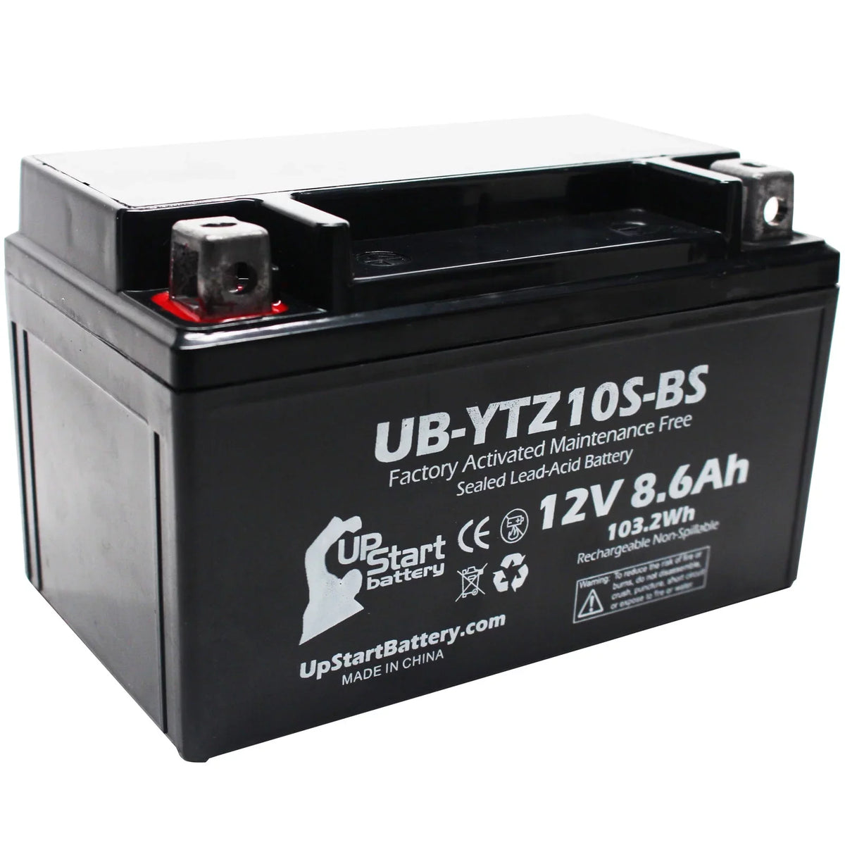 4-Pack YZF-R1 Yamaha Battery Battery - Maintenance 12V, 2011 Motorcycle 1000CC UpStart 8.6Ah, Factory Activated, Free, for UB-YTZ10S-BS Replacement