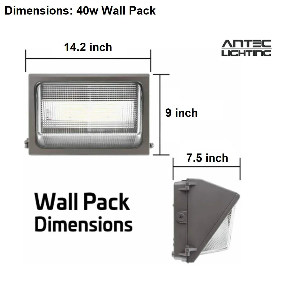 Pack trendy 100-277VAC, 5000K, Outdoor Weather UL/DLC LED Light, Resistant, Antec Wall 40W 5000 , IP65 Lumens,