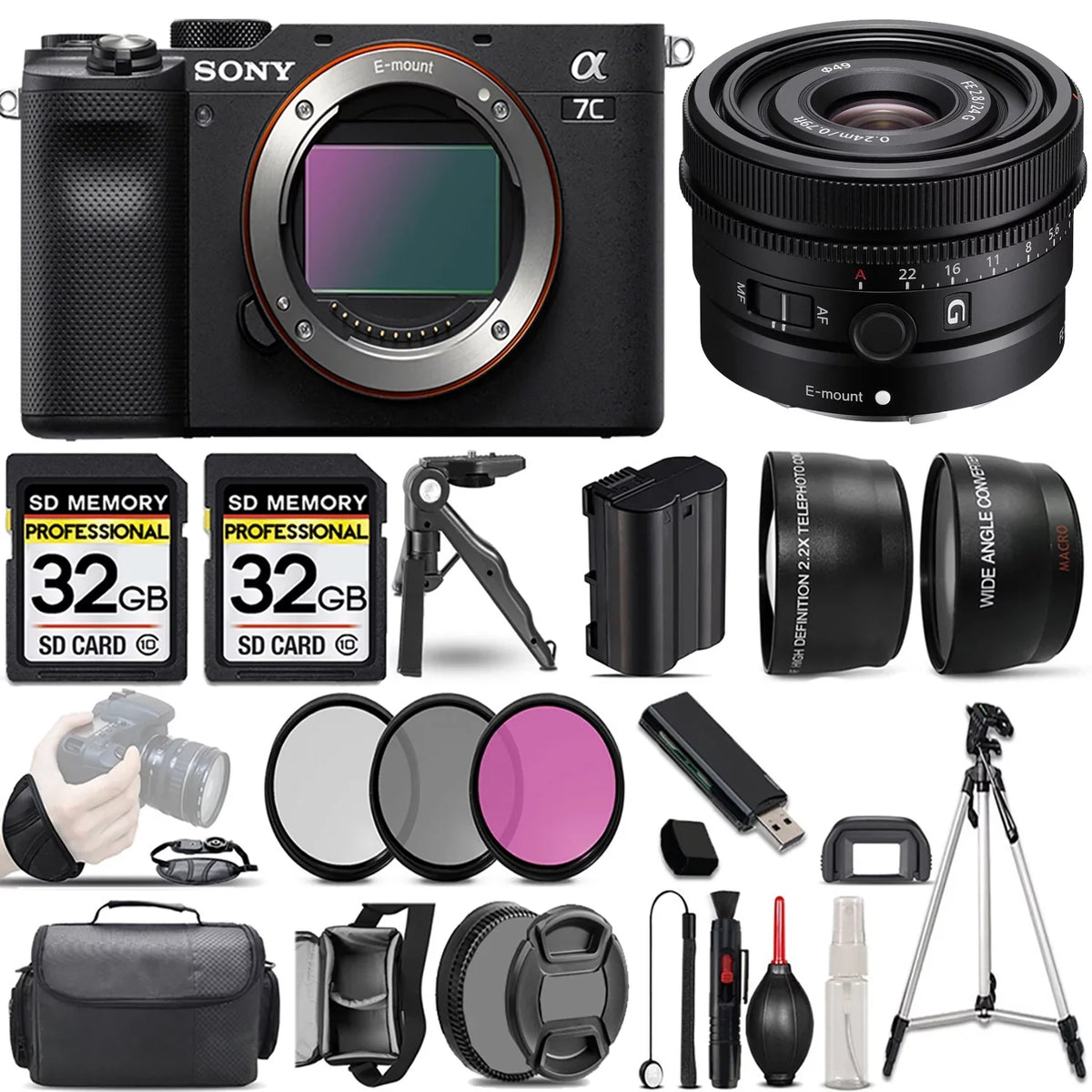 f/2.8 Lens (Black) Camera Filter a7C +24mm G PC +3 +64GB Camera