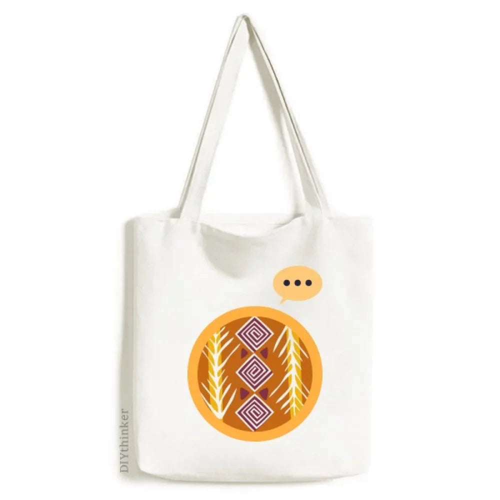 Line Civilization Ancient Sack Totems Expression Canvas Brown Bag Tote Shoulder Mexico