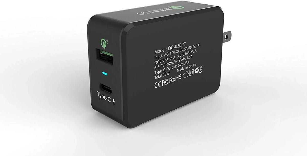 3.0 Both Professional Compatible with MicroUSB/Type-C with 33W 3.0 Adaptive Plus [Black/UL Charge Cables Xperia XA/P/Z5/Z3/Z3v/Z2/E5 Quick Folding QC Blade Certified] Fast