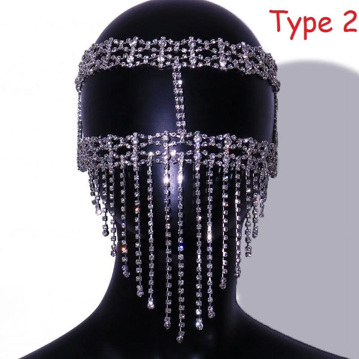 Jewelry Rhinestone Women Face Accessories Crystal Mask Halloween Tussle