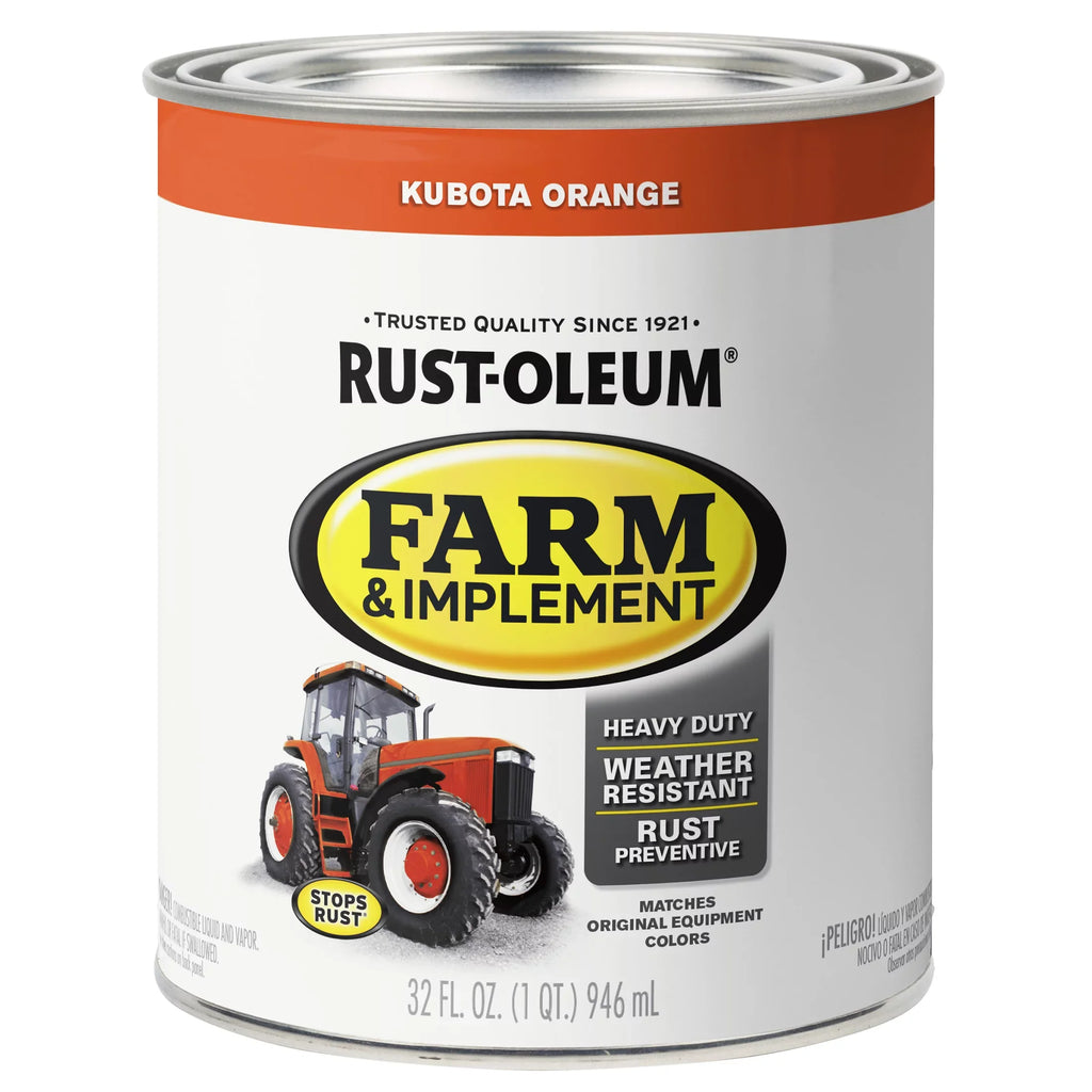 Rust-Oleum Gloss Kubota Paint- Farm and Quart, Specialty Pack 2 Orange, Implement