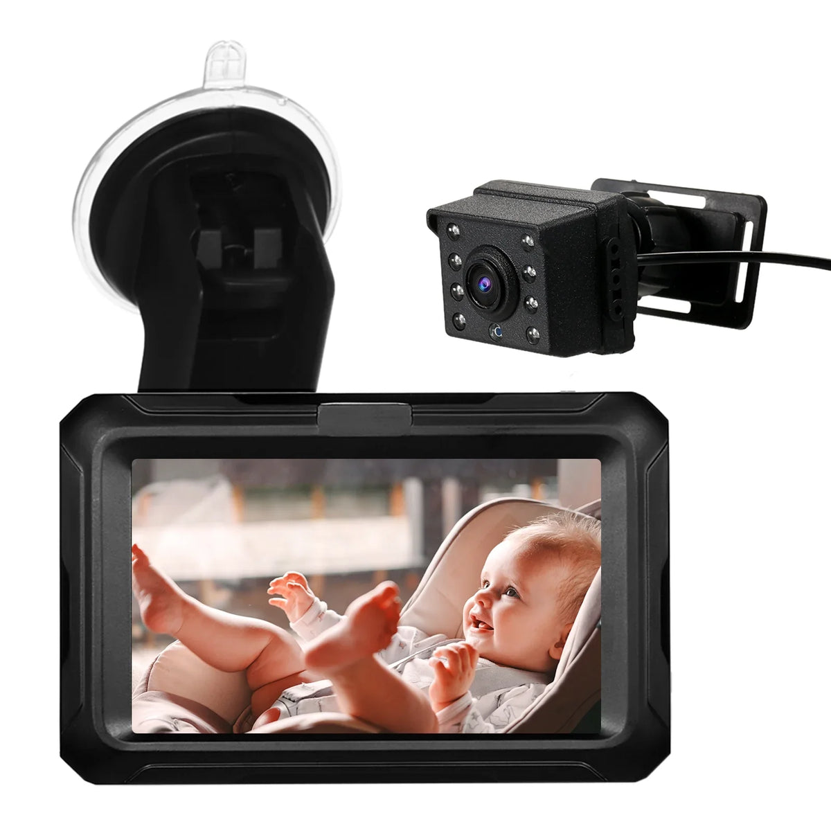 Pets for Monitor Adjustable Baby View Baby IPS with Night Function Wide Baby Screen Mirror Angle 4.3'' Kids Vision Infants Mirror, Car with Camera Car Shinysix classic 1080P