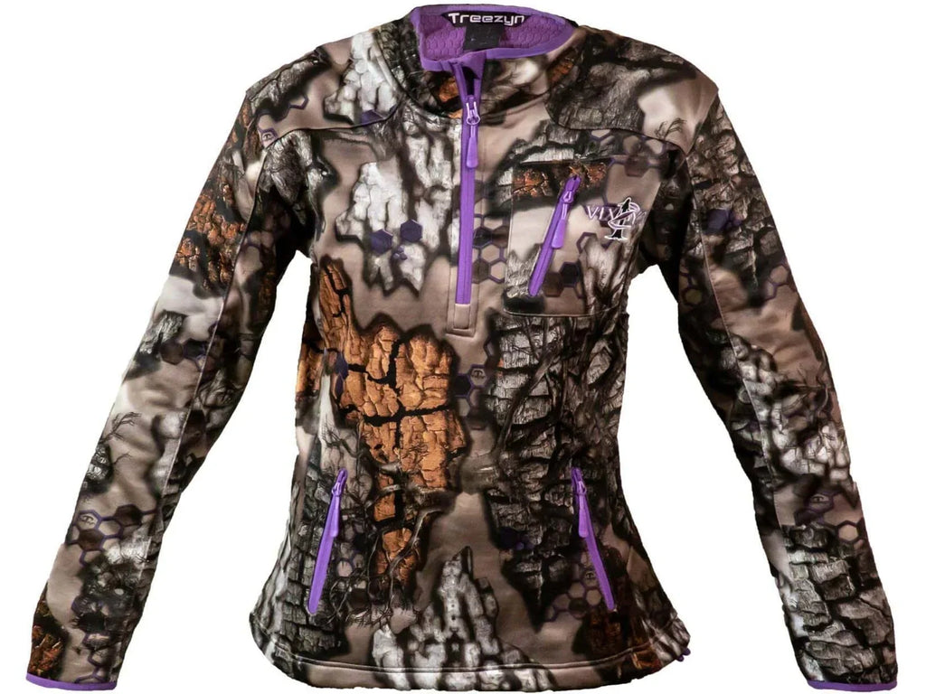 LS - Large, Late Treezyn Zip 1/4 Pullover Women's, trendy Seezyn Vixzyn WLS16-4 Purple,