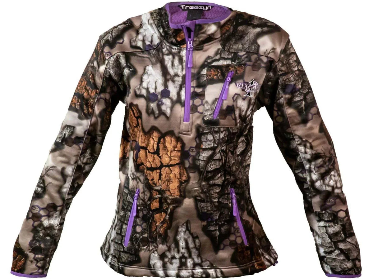 LS - Large, Late Treezyn Zip 1/4 Pullover Women's, trendy Seezyn Vixzyn WLS16-4 Purple,