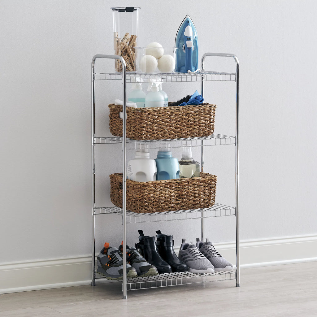 Nickel. special edition Multipurpose Satin 4-Tier Freestanding Rubbermaid Shelving Wire Unit,