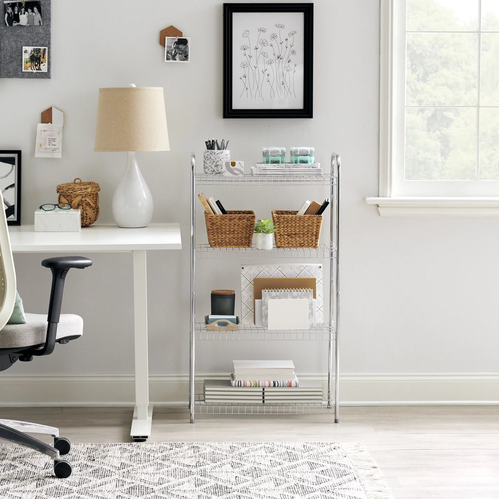 Nickel. special edition Multipurpose Satin 4-Tier Freestanding Rubbermaid Shelving Wire Unit,
