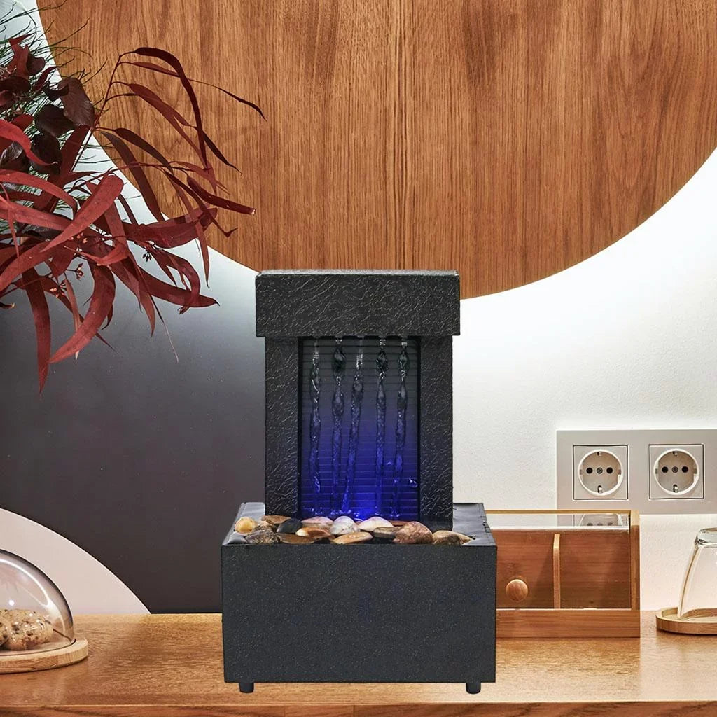 USB/AA Desktop Light Fountain Living LED Waterfall Water Room, Decoration Relaxation, Battery for Sound Indoor Water Office
