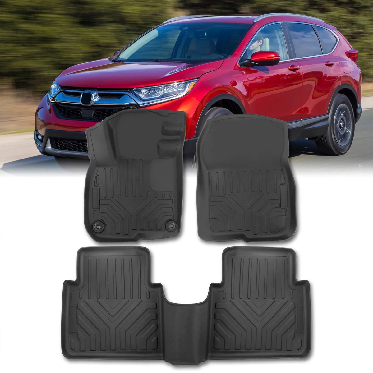 For 18 Distributors 3-Piece Rear Honda Season CRV Set 2018 Mats Rubber 17 Proof SUV Liner 2022 2019 AJP RW 20 Guard Floor Front 22 Compatible/Replacement All 2020 CR-V 21 TPE RT Weather 2017 2021 trendy 19