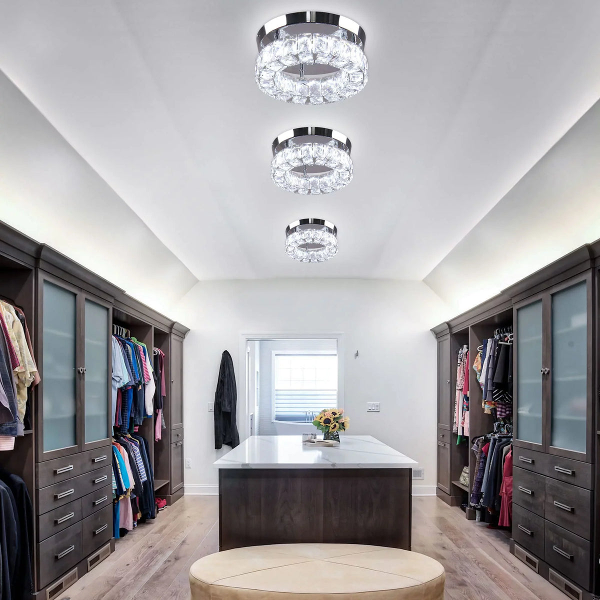 Light Fixtures LED 6000K Mini Crystal for trendy Diisunbihuo Chandelier 9.8" Hallway Kitchen Ceiling 15 Flush Fixture Lamp Mount Ceiling W Foyer Round Light