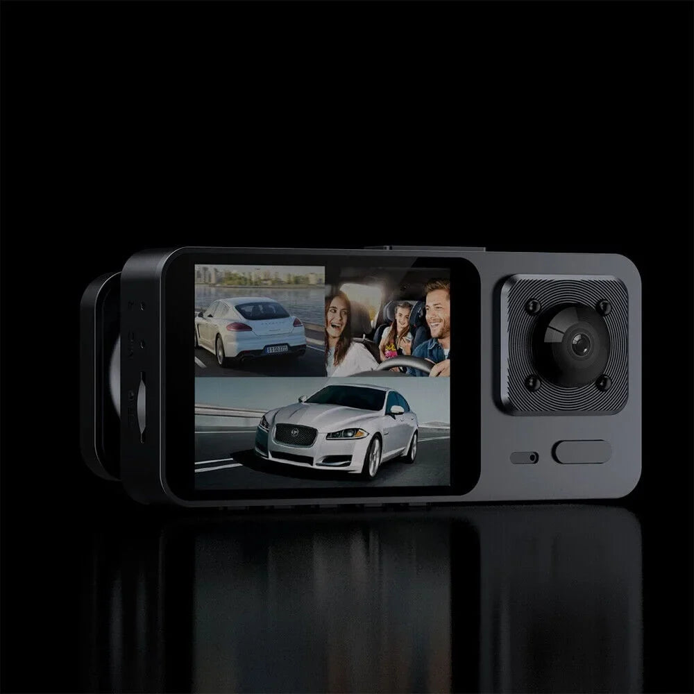 1080P high quality Video Recorder Front/Rear/Inside Lens 3 Cam HD Car Dual G-sensor Dash JLLOM Lens Camera