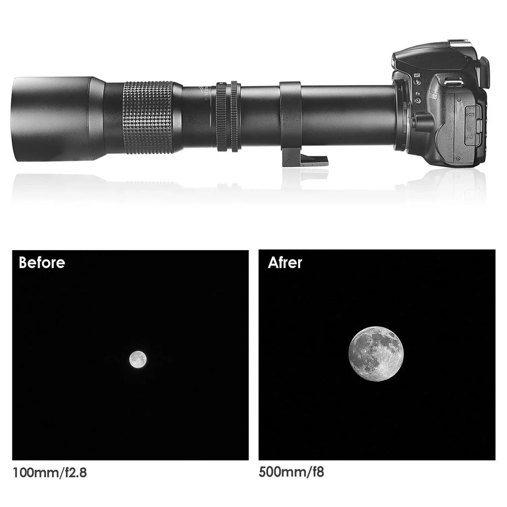 with Preset - 2.0X f/8 + Cameras for & Cloth Canon Ultimaxx T-Mount trendy SLR/DSLR Microfiber Lens Ultimaxx Telephoto Compatible Cleaning Multi-Coated Tele-Converter Mount 500mm/1000mm EF Adapter Includes