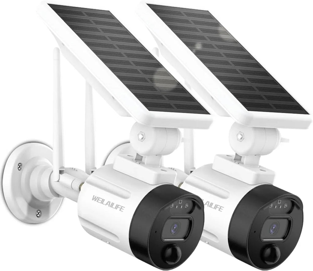 (2 Battery Vision, Surveillance Rechargeable Wi-Fi Panel, Solar Solar Camera Detection, Outdoor Security Dual 2K Night Antenna Camera, Wireless Pack) AI WEILAILIFE with