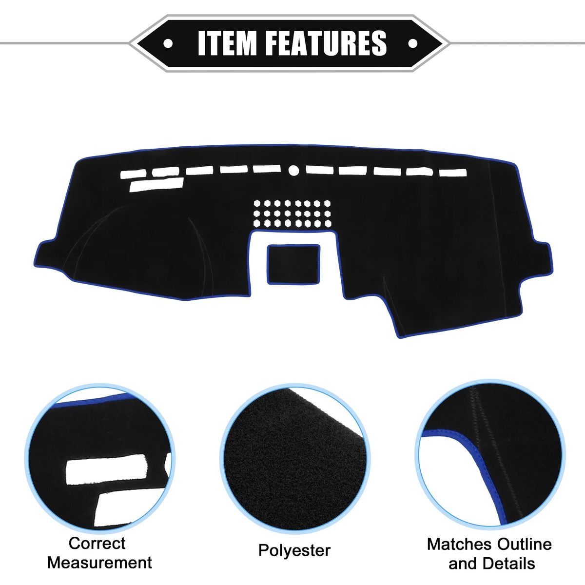 Mat Unique 2015-2020 Console Protective Center Black Blue Cover F150 Ford Car Polyester Bargains for Dashboard