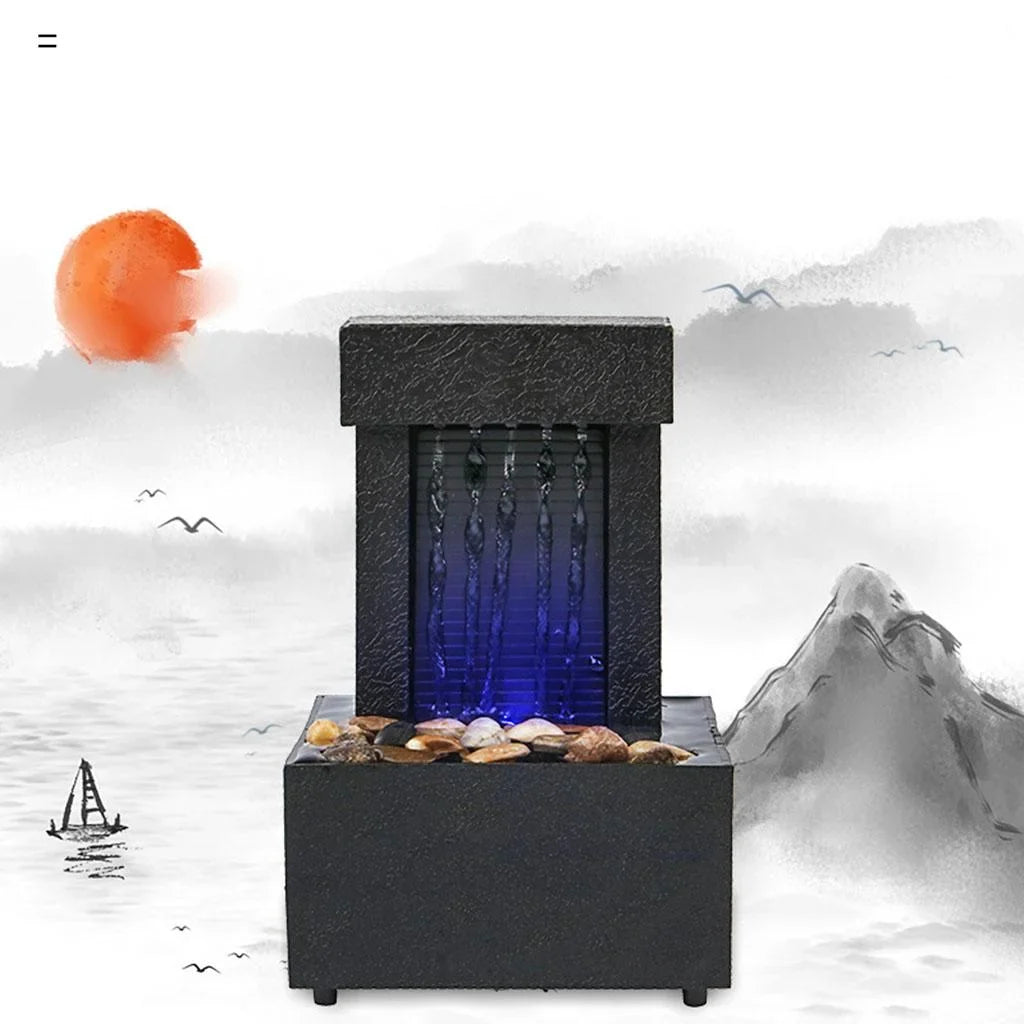 USB/AA Desktop Light Fountain Living LED Waterfall Water Room, Decoration Relaxation, Battery for Sound Indoor Water Office