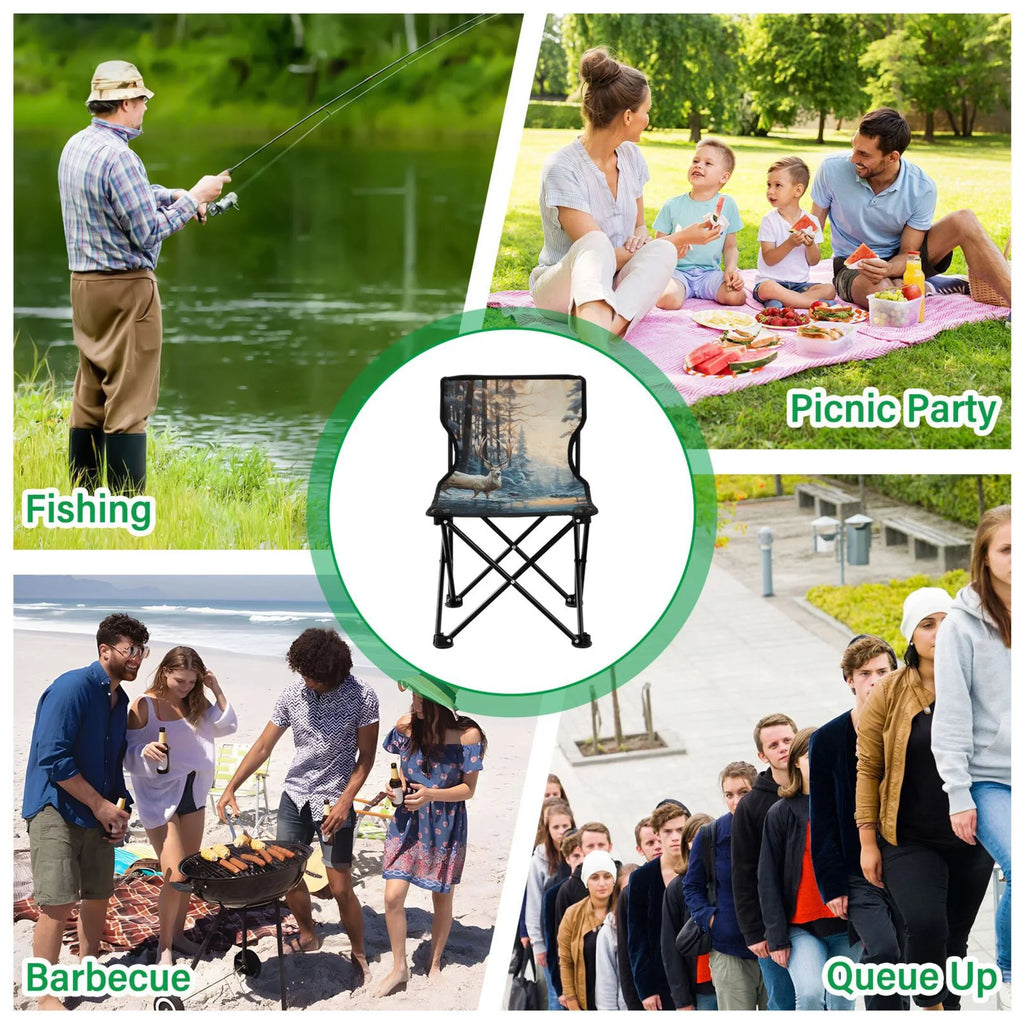 Outdoor with in for Chair Portable Camping Chair Bag Kids Chair Lawn Folding high quality Fishing Chair Beach Small Deer Winter Forest Carry