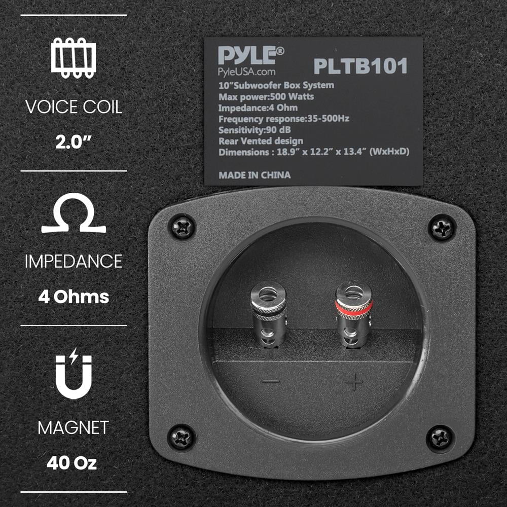 High Audio Car Power Carpeted System Pyle10-Inch Enclosure 500-Watt Speaker Sub trendy Subwoofer Bass Tube