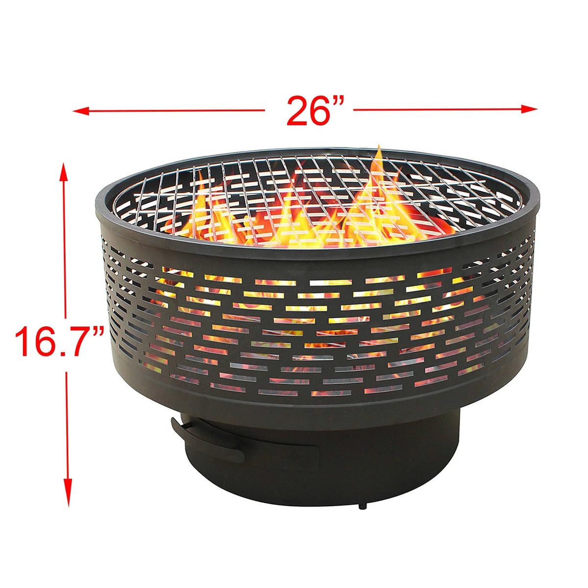 functions fire inch dining barbecue, table, featuring table outdoor 26 with and pit grill campfire and portable lid,