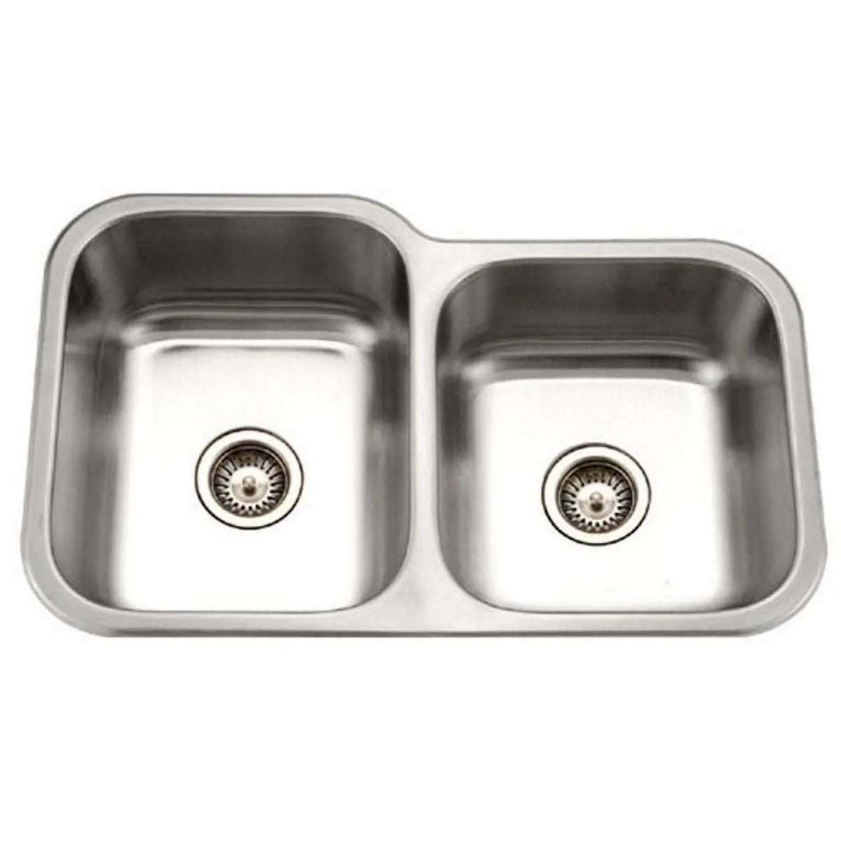 17-15/16" Bowl MEC-3220SR-1 31-1/2" Stainless Undermount 60/40 Bowl Small x Double Steel Right 31-1/2" x Sink, 20-3/16" x 20-3/16" Houzer Kitchen