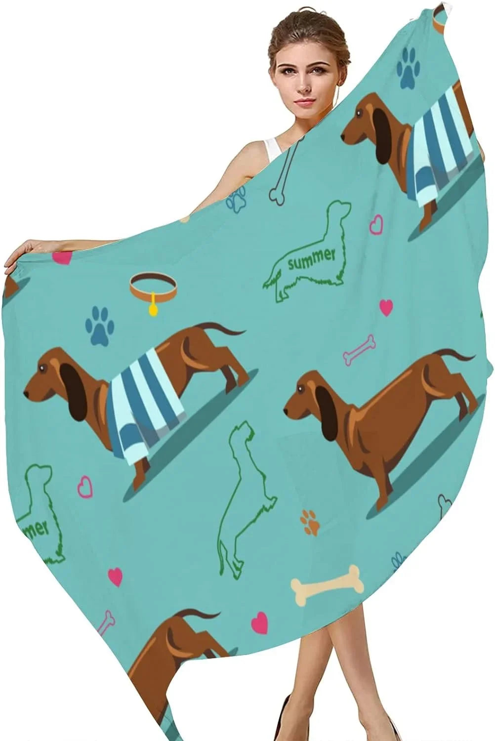 Dachshund Blue Hyjoy Wrap Girls Long Neck for trendy Lightweight Scarves Shawl Women Scarf Silk