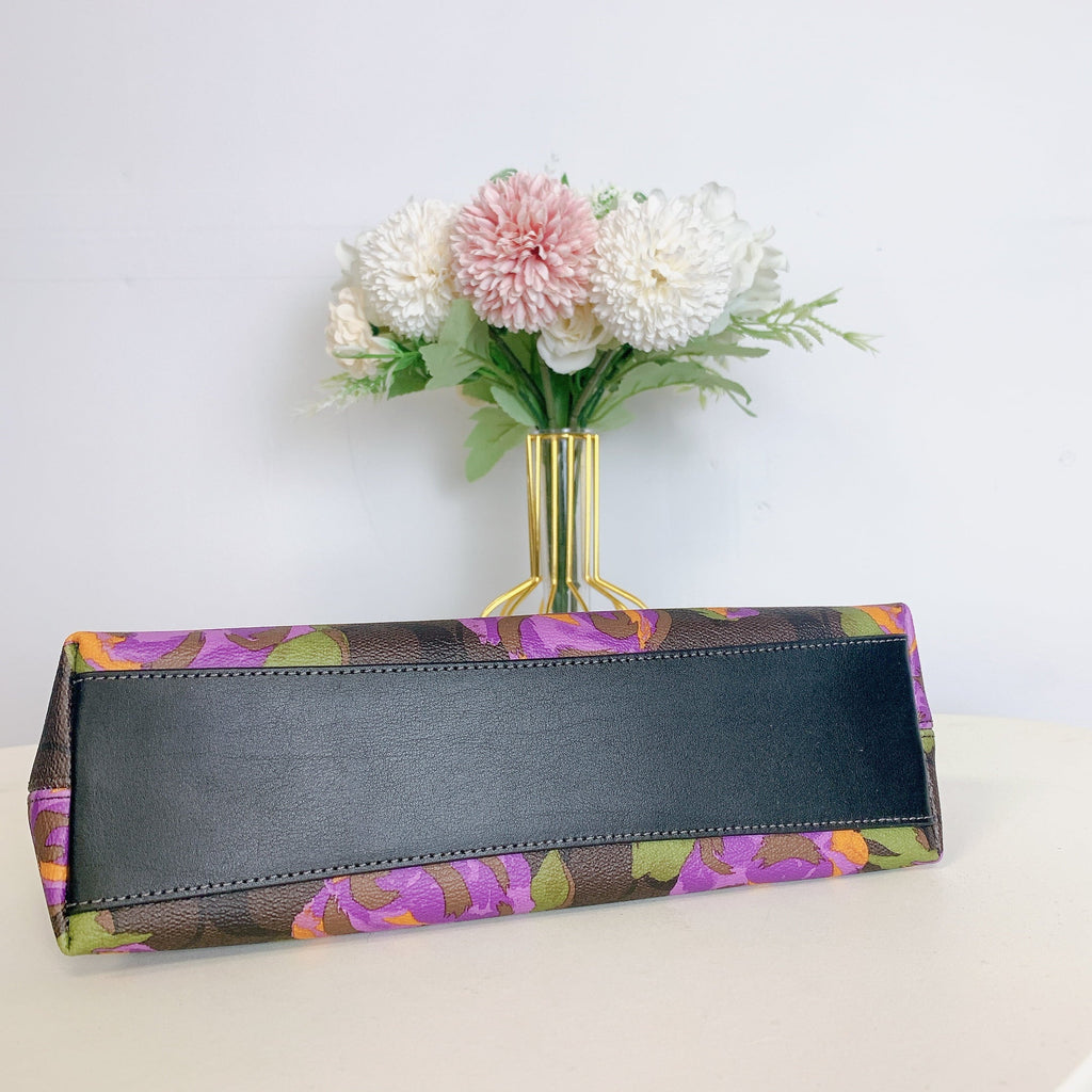 Brown Rose Print Shoulder Canvas Coach special edition IN With Bag CL406 In Signature Charlotte Iris Multi