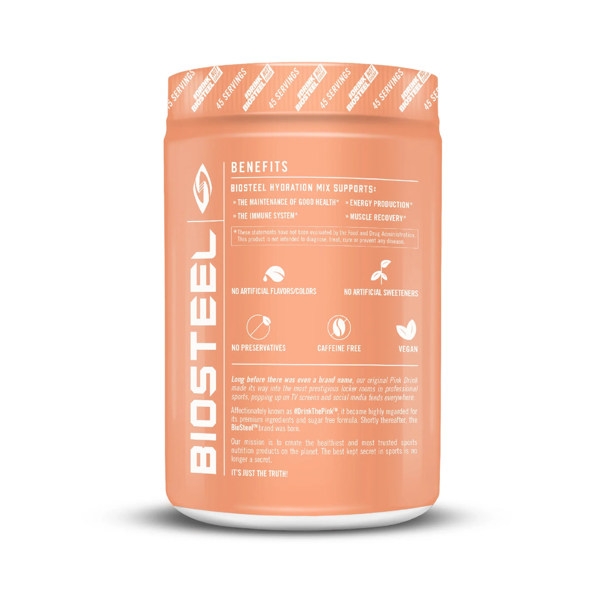 Flavor, Hydration Peach per Hydration Mango Zero Electrolytes, BioSteel Mix, with Essential Tub Servings 45 Great Sugar 5 Tasting