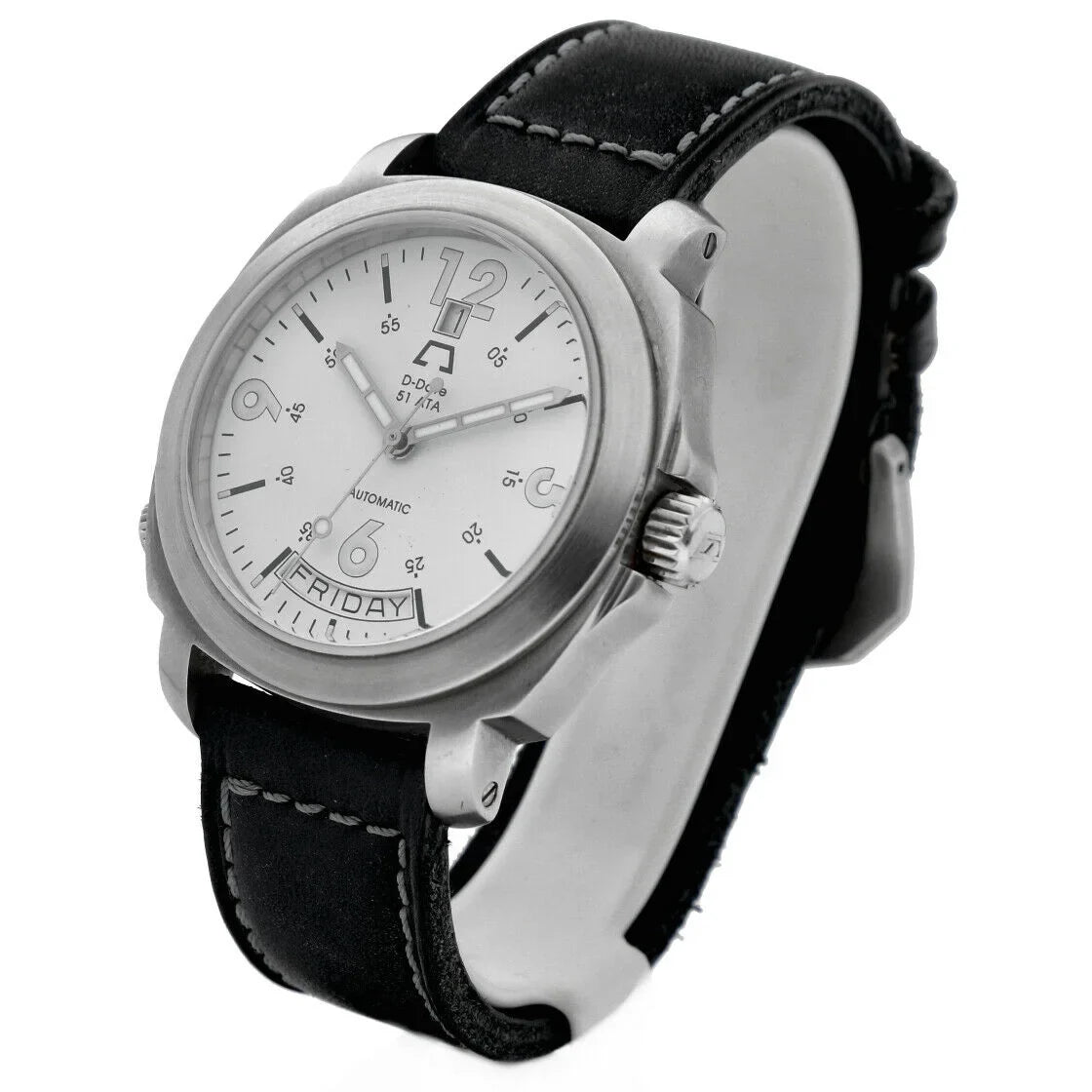 Automatic Ivory Watch new 51ETA Day Men's Leather D-Date Anonimo 43mm Dial Date 2006