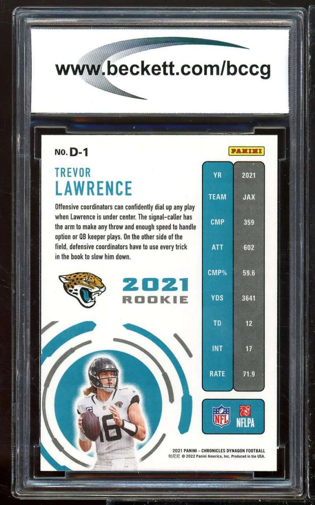 Trevor Lawrence Dynagon Panini Mint+ Rookies classic Card BCCG 10 #1 2021 Chronicles
