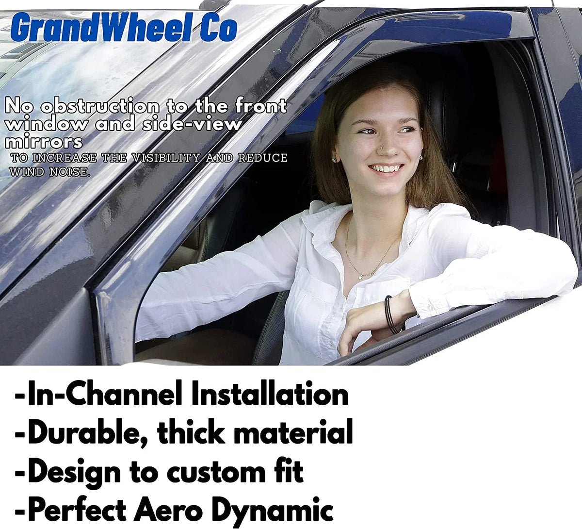Compatible In-channel 2007-2021 Tinted Smoke Co GrandWheel Double Window Toyota high quality - with 4pcs. GW0114 Deflectors Rain Vent Tundra Side Guards Cab Visor