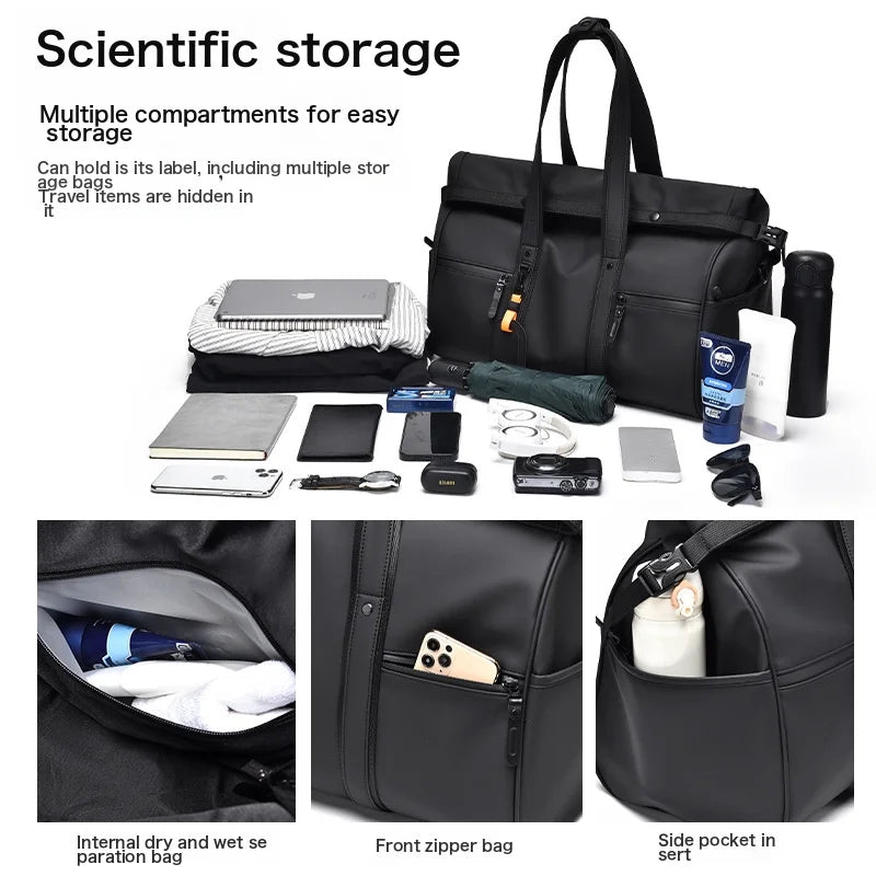 Sports Bag And Leather Dry Large Luggage Waterproof Feel Men'S Fitness Handbag Business Bag Capacity And Bag Trip Separation And Travel Women'S Wet