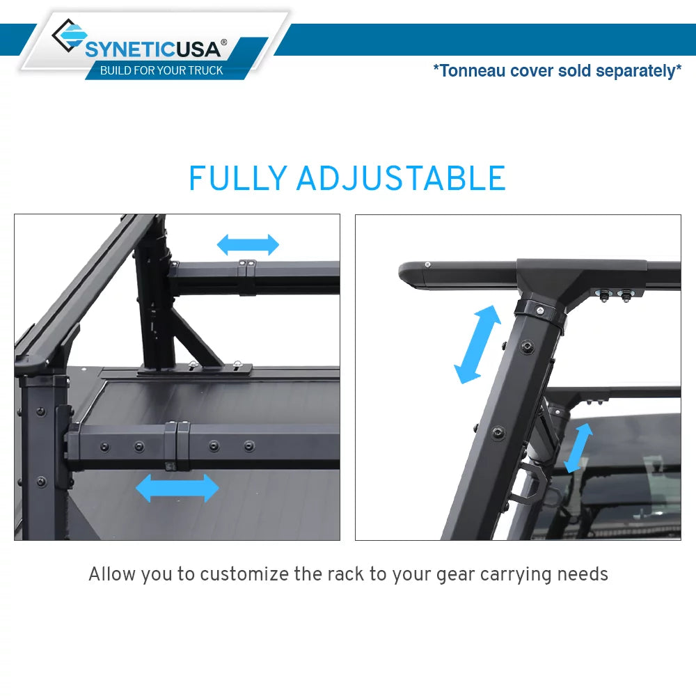 Heavy Duty Overhaul Syneticusa HD Ladder Rack Height Truck Bed Adjustable