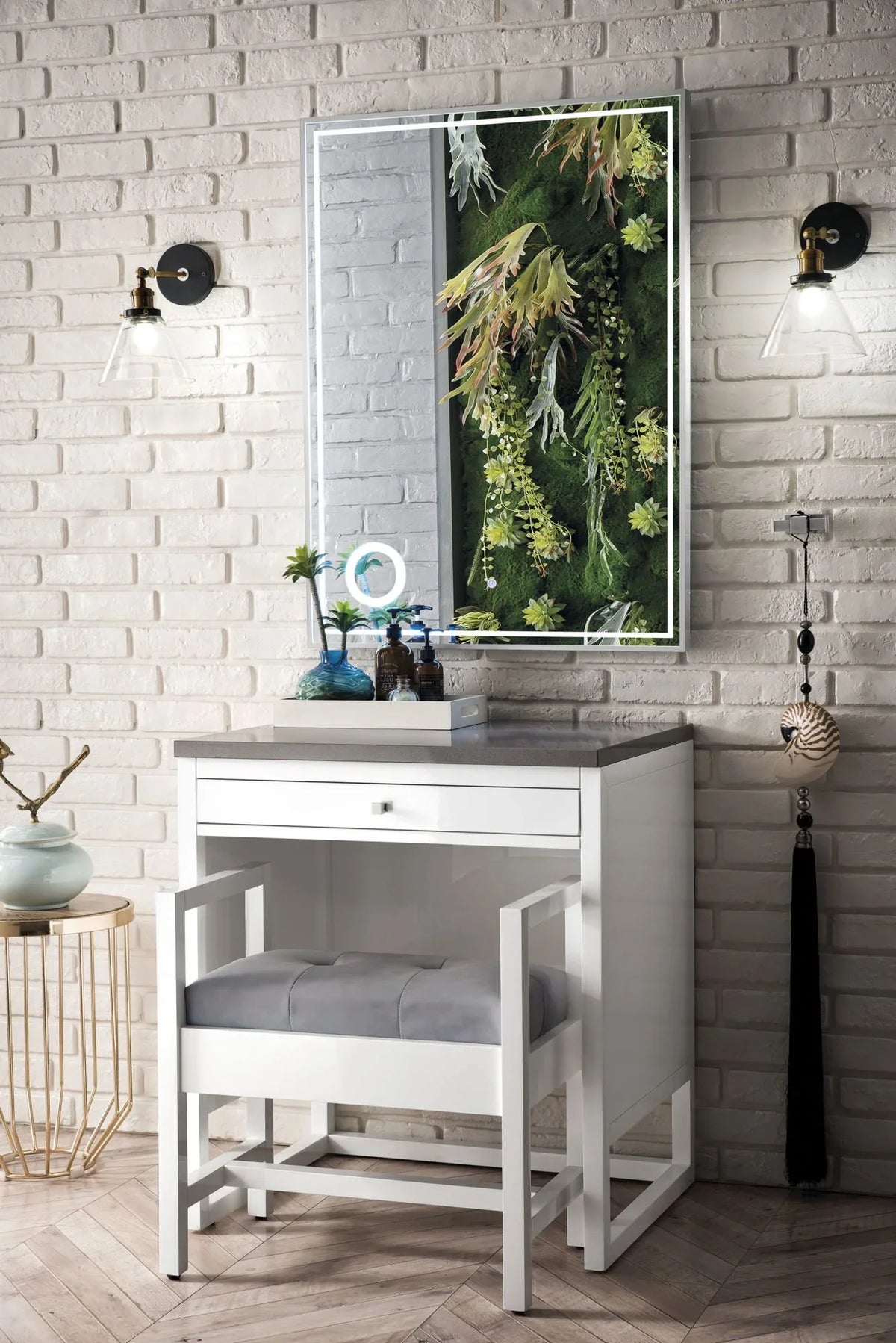 Athens with 30 Glossy Top, trendy White Expo 3 CM James Countertop Grey Unit Martin Furniture in. Quartz