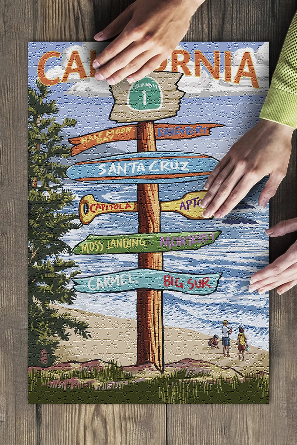 Cruz, USA) Sign for Puzzle Destinations Piece Family, (19x27 California, Jigsaw Santa Premium and inches, 500 in Made Adults