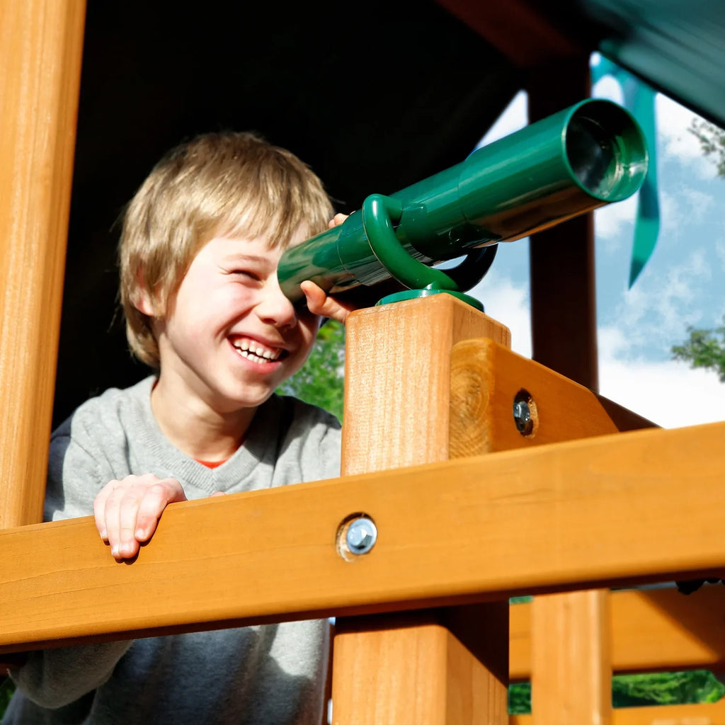 Set Monkey Swing Vinyl and Navigator Climbing Wooden Bars, with Canopy, Rock Wall Green Playsets Gorilla