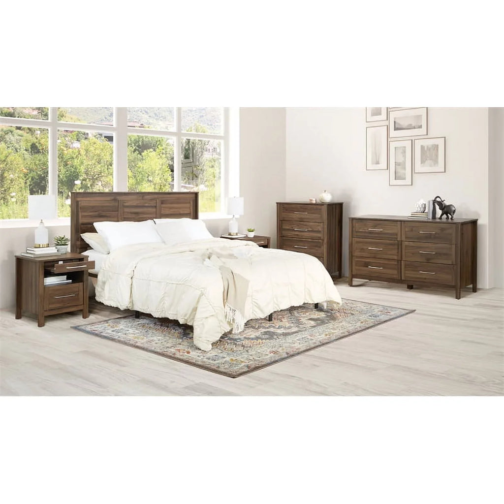 5 Walnut in Wood Bedroom Piece Finish Deluxe Queen/Full Stonebrook Set Classic