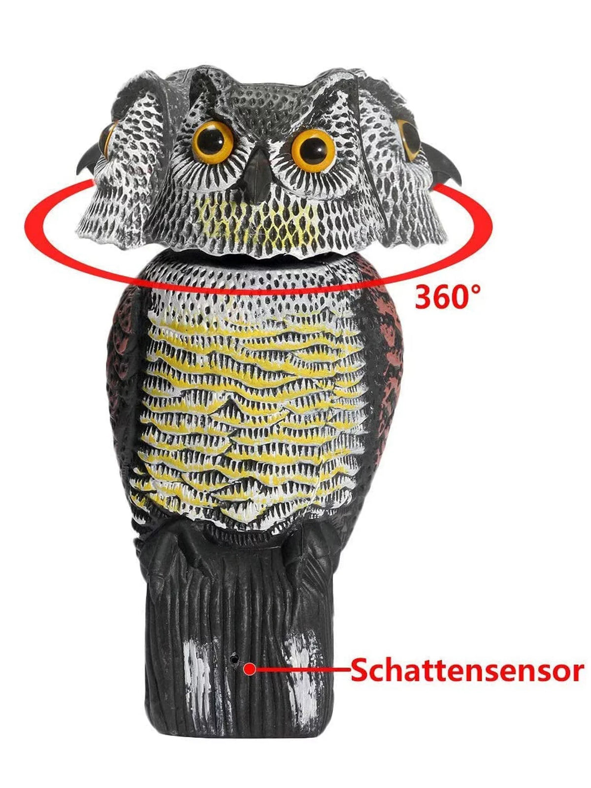Scarer Pigeon Owl Bird Realistic Listenwind Head With Decoy Rotating Crow