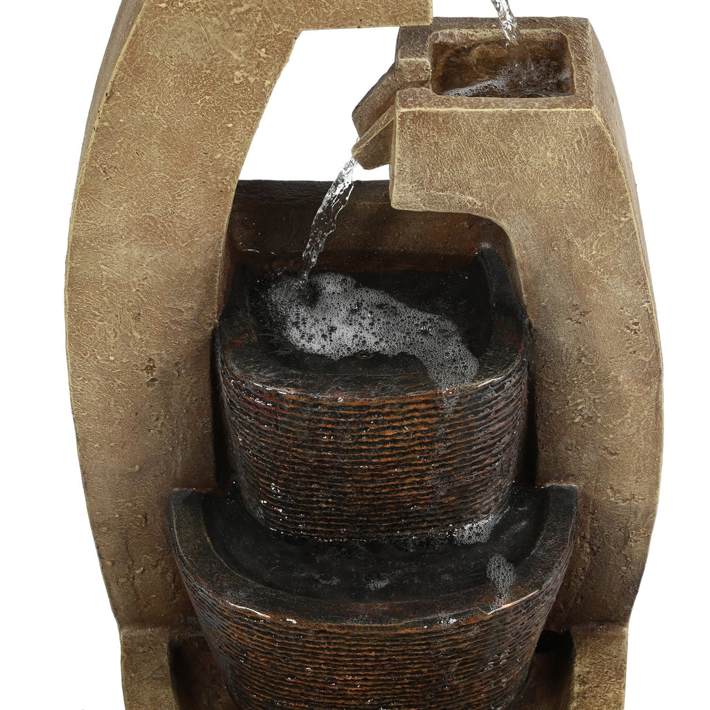 Sculpture Fountain Light Outdoor Country Brown Cement Cottage Modern HomeStock Led With