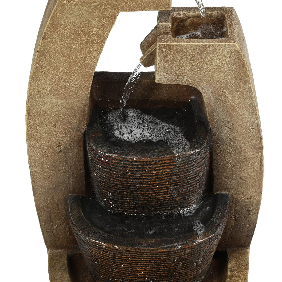 Sculpture Fountain Light Outdoor Country Brown Cement Cottage Modern HomeStock Led With