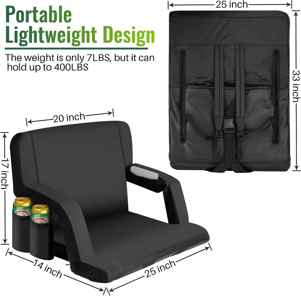 Stadium - Events, and Seat, Sporting Seating Picnic and 25-Inch Chair Camping, Reclining AiYCHEN Extra Wide Waterproof, Sturdy Beaches, Bleachers for for Thicker,