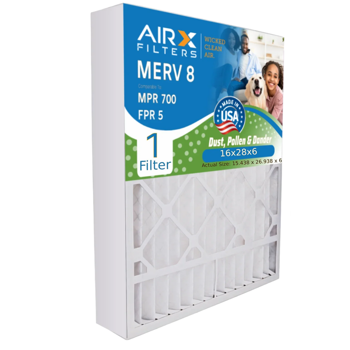 Filter FILTERS 1 USA 700 Compatible WICKED Filter CLEAN by Single Filter & to AIR. MERV 401 16x28x6 with 8 AIRX Air Furnace MPR Comparable FPR 16x28x6 Premium 5 Made Aprilaire