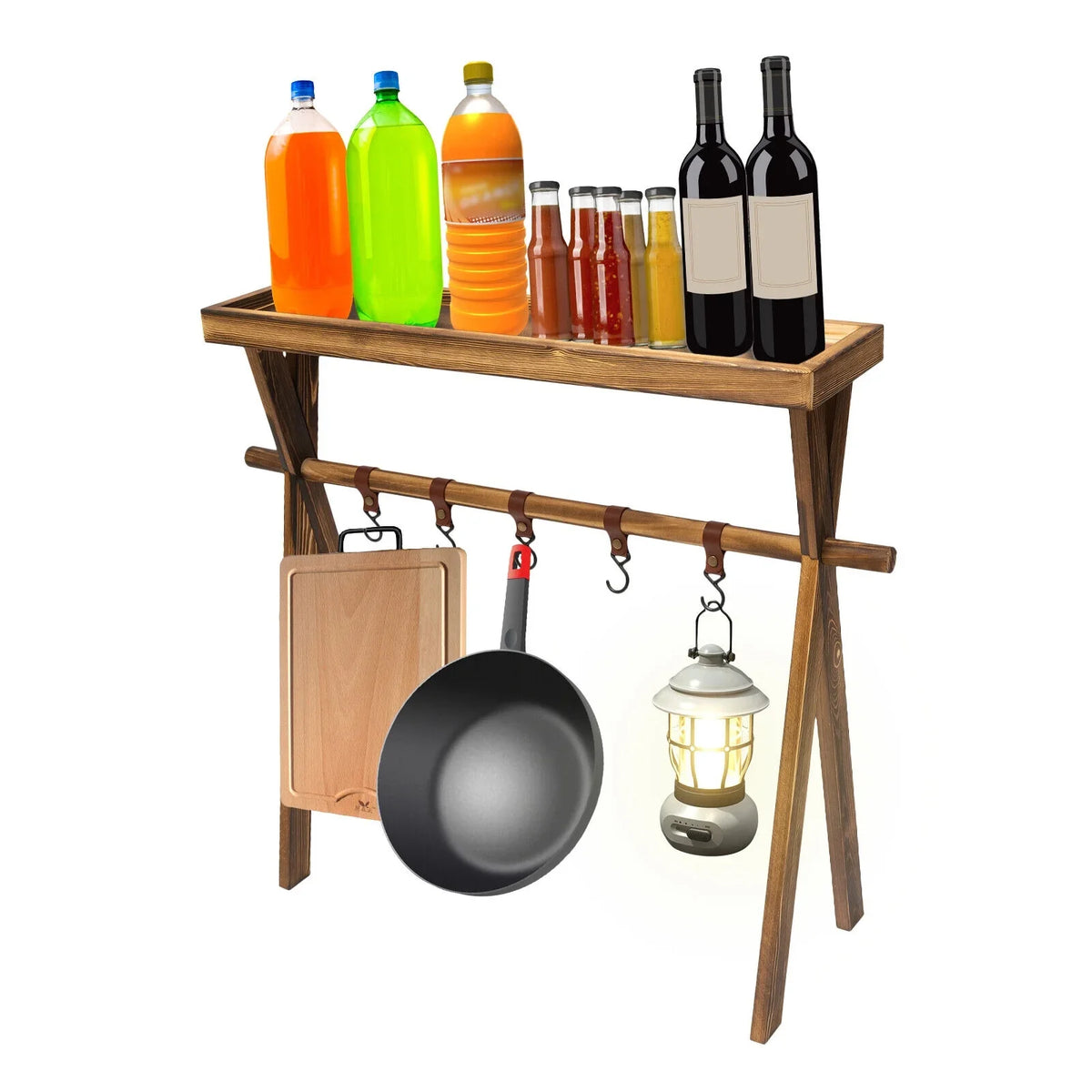 Wooden Grill Picnic Camping, Outdoor Shelf BBQ Rack Rack Picnic, for Storage Miumaeov Portable Table