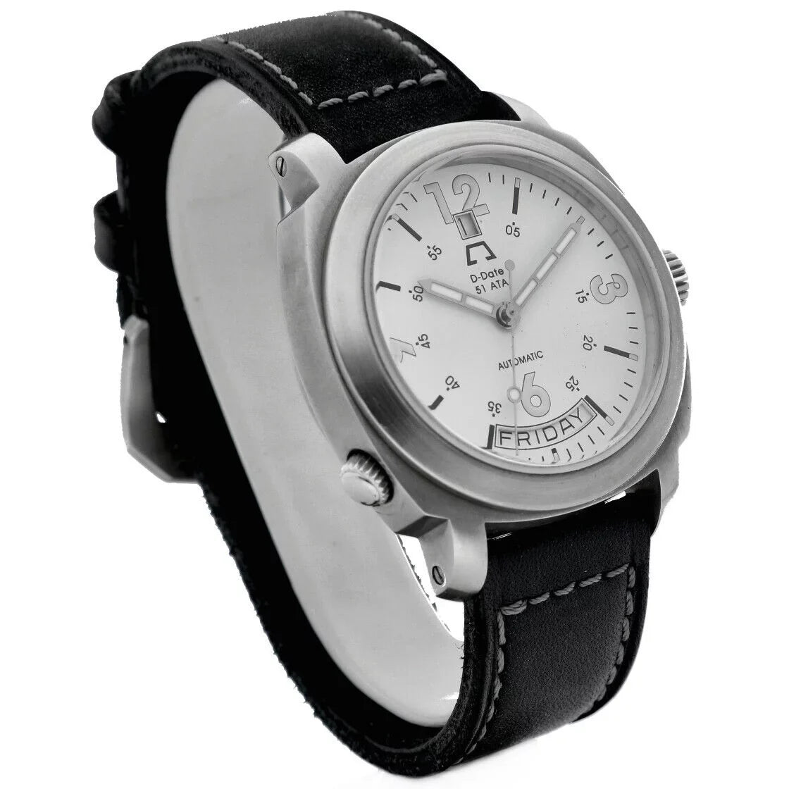 Automatic Ivory Watch new 51ETA Day Men's Leather D-Date Anonimo 43mm Dial Date 2006