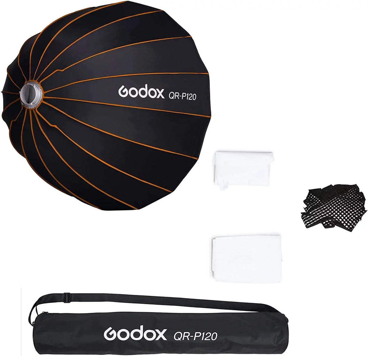 Softbox, Parabolic Quick Diffuser with Softbox Front w/Grid Inch/120CM SL150II GODOX & AD600BM Release Parabolic VL150 classic Mount, 100X 200X Amaran QR-P120 200D Inner Bowens SL-60W 47.1 UL150