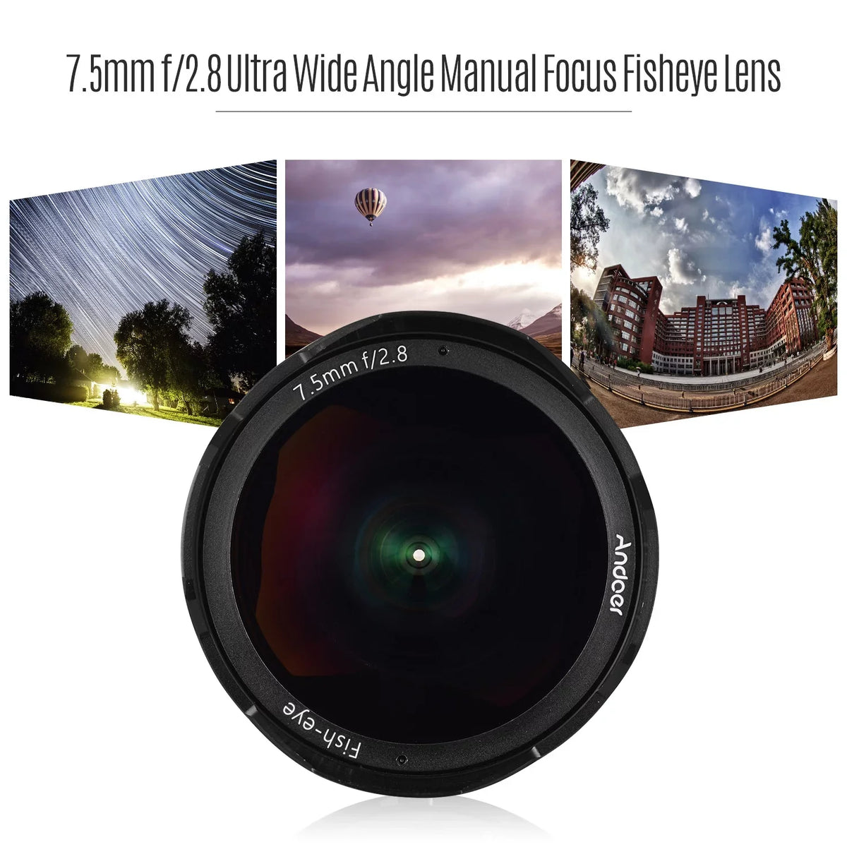 E-Mount 180° Andoer Lens Camera Ultra Large Focus F2.8 Compatible APS-C A6300 A6500 Frame with A6400 Lens Fisheye Andoer 7.5mm Angle Manual A6600 A6000 A6100 Wide 5100 A77II Aperture